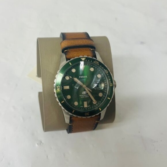 Fossil Blue Dive Three-Hand Date Tan LiteHide Leather Watch...